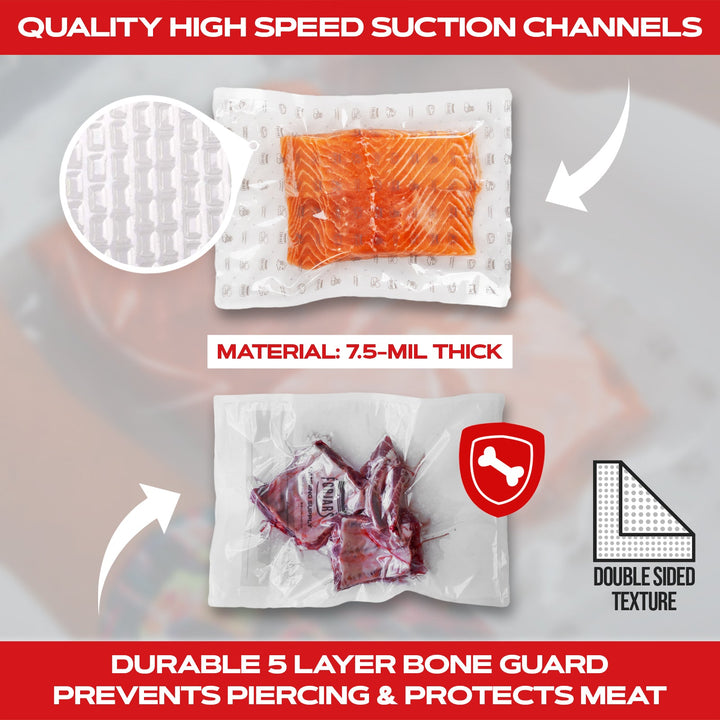 Forjars® Vacuum Sealer Roll - 11 in x 150 ft, Textured on Both Sides, 7.5 Mil Thickness