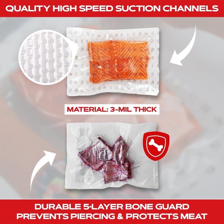Forjars®  Vacuum Sealer Roll ( 11-inch)- Textured on Both Sides, 7.5 Mil Thickness