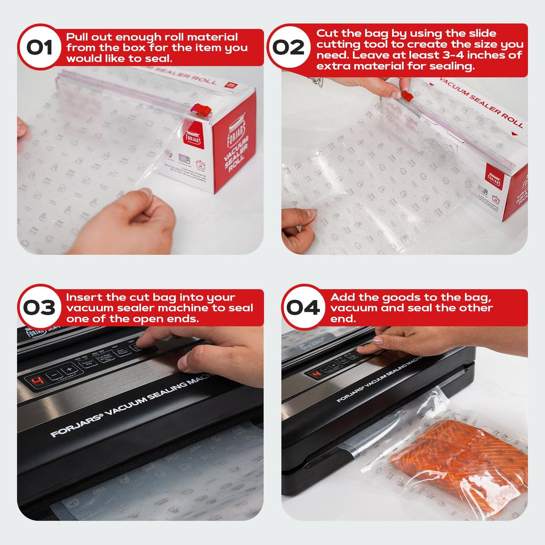 Forjars® Vacuum Sealer Roll - 11 in x 150 ft, Textured on Both Sides, 7.5 Mil Thickness