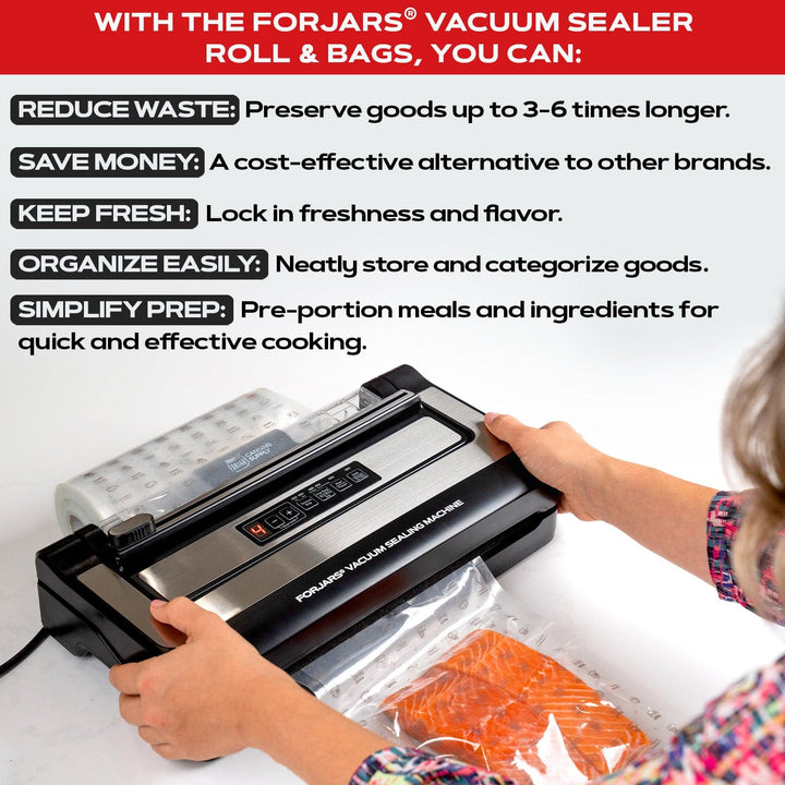 Forjars® 100 Count 6x9 Vacuum Sealer Bags - Textured on Both Sides, 7.5 Mil Thickness
