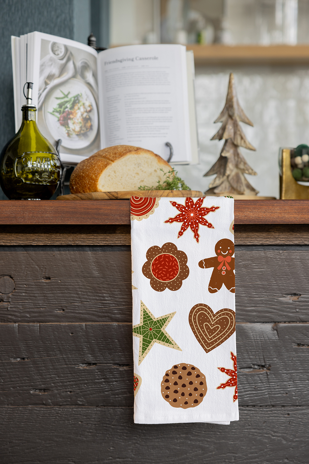 Christmas Cookies Tea Towel - Holiday Baking Kitchen Towel