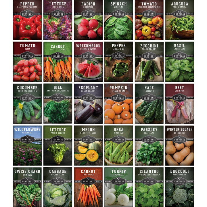 Family Home Garden Kit - 30 Easy to Grow Seeds for a Victory Garden