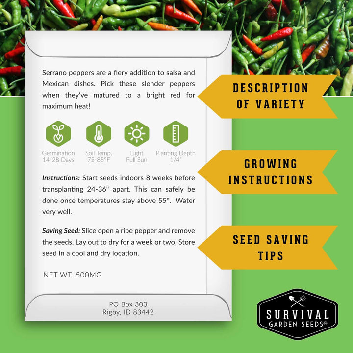 12 Pepper Seed Collection - Hot, Sweet & Colorful Peppers